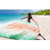 imageBeach Blanket Sandproof Extra Large Beach Mat Adults Waterproof Quick Drying Sand Free Mat Made by Premium Polyester with 4 Stakes ampamp 4 Corner Pockets for Outdoor Travel Camping HikingPslgreenorange