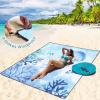 imageBeach Blanket Sandproof Extra Large Beach Mat Adults Waterproof Quick Drying Sand Free Mat Made by Premium Polyester with 4 Stakes ampamp 4 Corner Pockets for Outdoor Travel Camping HikingSm