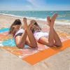 imageBeach Blanket Sandproof Extra Large Beach Mat Adults Waterproof Quick Drying Sand Free Mat Made by Premium Polyester with 4 Stakes ampamp 4 Corner Pockets for Outdoor Travel Camping HikingOrange Flower