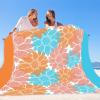 imageBeach Blanket Sandproof Extra Large Beach Mat Adults Waterproof Quick Drying Sand Free Mat Made by Premium Polyester with 4 Stakes ampamp 4 Corner Pockets for Outdoor Travel Camping HikingOrange Flower