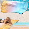 imageBeach Blanket Sandproof Extra Large Beach Mat Adults Waterproof Quick Drying Sand Free Mat Made by Premium Polyester with 4 Stakes ampamp 4 Corner Pockets for Outdoor Travel Camping HikingBbmtlgreenorange