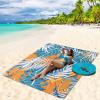 imageBeach Blanket Sandproof Extra Large Beach Mat Adults Waterproof Quick Drying Sand Free Mat Made by Premium Polyester with 4 Stakes ampamp 4 Corner Pockets for Outdoor Travel Camping HikingZlyblackgreenorange