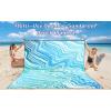 imageBeach Blanket Waterproof Sandproof Beach Mat 79quot X 83quot10x9for 28 Adults Quick Drying Outdoor Picnic Mat Beach Accessories for Travel Camping HikingWavy Line  Bluegreen Gradient