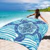 imageBeach Blanket Waterproof Sandproof Beach Mat 79quot X 83quot10x9for 28 Adults Quick Drying Outdoor Picnic Mat Beach Accessories for Travel Camping HikingBlue Sea Turtle  Line Base