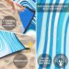imageBeach Blanket Waterproof Sandproof Beach Mat 79quot X 83quot10x9for 28 Adults Quick Drying Outdoor Picnic Mat Beach Accessories for Travel Camping HikingWavy Line  Bluegreen Gradient