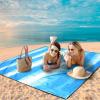 imageBeach Blanket Waterproof Sandproof Beach Mat 79quot X 83quot10x9for 28 Adults Quick Drying Outdoor Picnic Mat Beach Accessories for Travel Camping HikingBlue and White Stripes