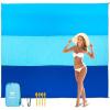imageBeach Blanket Sandproof Extra Large Beach Mat Adults Waterproof Quick Drying Sand Free Mat Made by Premium Polyester with 4 Stakes ampamp 4 Corner Pockets for Outdoor Travel Camping Hiking3 Blue Striped
