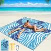 imageBeach Blanket Waterproof Sandproof Beach Mat 79quot X 83quot10x9for 28 Adults Quick Drying Outdoor Picnic Mat Beach Accessories for Travel Camping HikingBlue Sea Turtle  Line Base