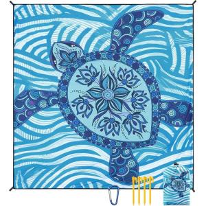 imageBeach Blanket Sandproof Extra Large Beach Mat Adults Waterproof Quick Drying Sand Free Mat Made by Premium Polyester with 4 Stakes ampamp 4 Corner Pockets for Outdoor Travel Camping HikingLshgxtd