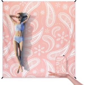 imageBeach Blanket Sandproof Extra Large Beach Mat Adults Waterproof Quick Drying Sand Free Mat Made by Premium Polyester with 4 Stakes ampamp 4 Corner Pockets for Outdoor Travel Camping HikingBbpaisleypink