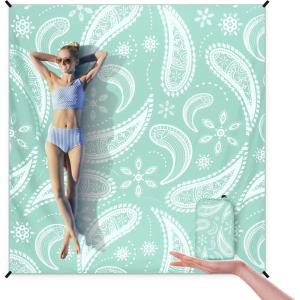 imageBeach Blanket Sandproof Extra Large Beach Mat Adults Waterproof Quick Drying Sand Free Mat Made by Premium Polyester with 4 Stakes ampamp 4 Corner Pockets for Outdoor Travel Camping HikingPaisleygreen