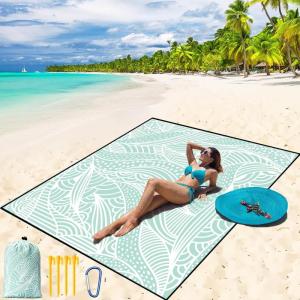 imageBeach Blanket Waterproof Sandproof Beach Mat 79quot X 83quot10x9for 28 Adults Quick Drying Outdoor Picnic Mat Beach Accessories for Travel Camping HikingWater Ripples