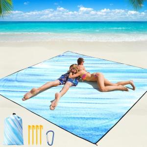 imageBeach Blanket Waterproof Sandproof Beach Mat 79quot X 83quot10x9for 28 Adults Quick Drying Outdoor Picnic Mat Beach Accessories for Travel Camping HikingTwillblue