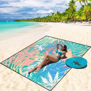 imageBeach Blanket Waterproof Sandproof Beach Mat 79quot X 83quot10x9for 28 Adults Quick Drying Outdoor Picnic Mat Beach Accessories for Travel Camping HikingPalm Leavescolorful