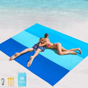 imageBeach Blanket Waterproof Sandproof Beach Mat 79quot X 83quot10x9for 28 Adults Quick Drying Outdoor Picnic Mat Beach Accessories for Travel Camping HikingBulestriped