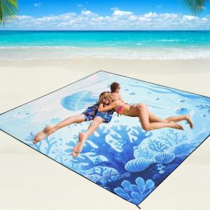 imageBeach Blanket Waterproof Sandproof Beach Mat 79quot X 83quot10x9for 28 Adults Quick Drying Outdoor Picnic Mat Beach Accessories for Travel Camping Hiking3djellyfish