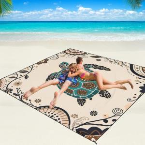 imageBeach Blanket Waterproof Sandproof Beach Mat 79quot X 83quot10x9for 28 Adults Quick Drying Outdoor Picnic Mat Beach Accessories for Travel Camping HikingBeige Sea Turtle  Mandala