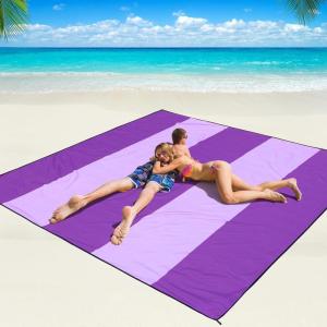 imageBeach Blanket Waterproof Sandproof Beach Mat 79quot X 83quot10x9for 28 Adults Quick Drying Outdoor Picnic Mat Beach Accessories for Travel Camping HikingSolidpurple