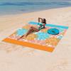 imageBeach Blanket Sandproof Extra Large Beach Mat Adults Waterproof Quick Drying Sand Free Mat Made by Premium Polyester with 4 Stakes amp 4 Corner Pockets for Outdoor Travel Camping HikingOrange Flower
