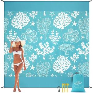 imageBeach Blanket Sandproof Extra Large Beach Mat Adults Waterproof Quick Drying Sand Free Mat Made by Premium Polyester with 4 Stakes amp 4 Corner Pockets for Outdoor Travel Camping HikingSeaweed