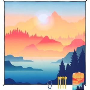 imageBeach Blanket Sandproof Extra Large Beach Mat Adults Waterproof Quick Drying Sand Free Mat Made by Premium Polyester with 4 Stakes amp 4 Corner Pockets for Outdoor Travel Camping HikingSj