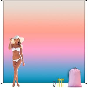 imageBeach Blanket Sandproof Extra Large Beach Mat Adults Waterproof Quick Drying Sand Free Mat Made by Premium Polyester with 4 Stakes amp 4 Corner Pockets for Outdoor Travel Camping HikingJbrl