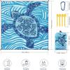 imageBeach Blanket Waterproof Sandproof Beach Mat 79 X 8310x9for 28 Adults Quick Drying Outdoor Picnic Mat Beach Accessories for Travel Camping HikingBlue Sea Turtle  Line Base
