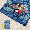 imageBeach Blanket Waterproof Sandproof Beach Mat 79 X 8310x9for 28 Adults Quick Drying Outdoor Picnic Mat Beach Accessories for Travel Camping HikingLeaves Blue