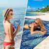 imageBeach Blanket Waterproof Sandproof Beach Mat 79 X 8310x9for 28 Adults Quick Drying Outdoor Picnic Mat Beach Accessories for Travel Camping HikingLeaves Blue