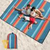 imageBeach Blanket Waterproof Sandproof Beach Mat 79 X 8310x9for 28 Adults Quick Drying Outdoor Picnic Mat Beach Accessories for Travel Camping HikingStripes  Green Orange