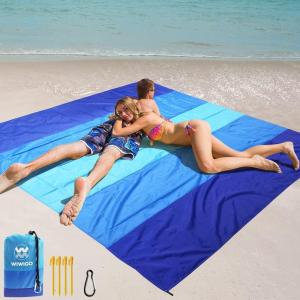 imageBeach Blanket Waterproof Sandproof Beach Mat 79 X 8310x9for 28 Adults Quick Drying Outdoor Picnic Mat Beach Accessories for Travel Camping HikingBlue