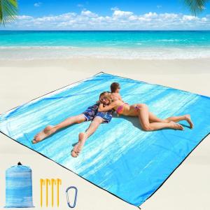 imageBeach Blanket Waterproof Sandproof Beach Mat 79 X 8310x9for 28 Adults Quick Drying Outdoor Picnic Mat Beach Accessories for Travel Camping HikingBluegreen Tinted Gradation
