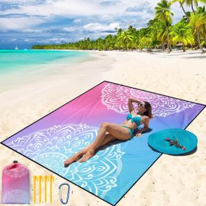 imageBeach Blanket Waterproof Sandproof Beach Mat 79 X 8310x9for 28 Adults Quick Drying Outdoor Picnic Mat Beach Accessories for Travel Camping HikingBluepink