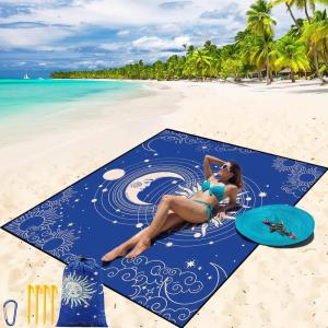 imageBeach Blanket Waterproof Sandproof Beach Mat 79 X 8310x9for 28 Adults Quick Drying Outdoor Picnic Mat Beach Accessories for Travel Camping HikingBluesun
