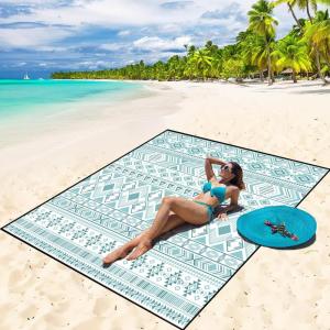 imageBeach Blanket Waterproof Sandproof Beach Mat 79 X 8310x9for 28 Adults Quick Drying Outdoor Picnic Mat Beach Accessories for Travel Camping HikingBoho Style Green