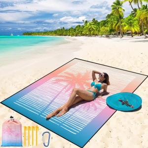 imageBeach Blanket Waterproof Sandproof Beach Mat 79 X 8310x9for 28 Adults Quick Drying Outdoor Picnic Mat Beach Accessories for Travel Camping HikingCoconut Treesundown Color