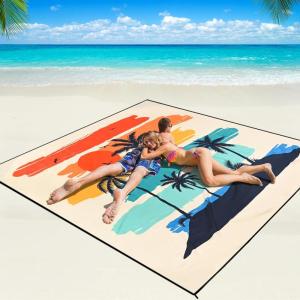 imageBeach Blanket Waterproof Sandproof Beach Mat 79 X 8310x9for 28 Adults Quick Drying Outdoor Picnic Mat Beach Accessories for Travel Camping HikingCoconut Tree  Rainbow
