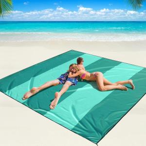 imageBeach Blanket Waterproof Sandproof Beach Mat 79 X 8310x9for 28 Adults Quick Drying Outdoor Picnic Mat Beach Accessories for Travel Camping HikingLight and Dark Green