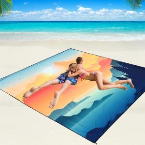 imageBeach Blanket Waterproof Sandproof Beach Mat 79 X 8310x9for 28 Adults Quick Drying Outdoor Picnic Mat Beach Accessories for Travel Camping HikingMountain View