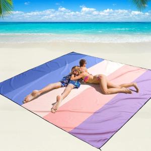 imageBeach Blanket Waterproof Sandproof Beach Mat 79 X 8310x9for 28 Adults Quick Drying Outdoor Picnic Mat Beach Accessories for Travel Camping HikingPink and Blue