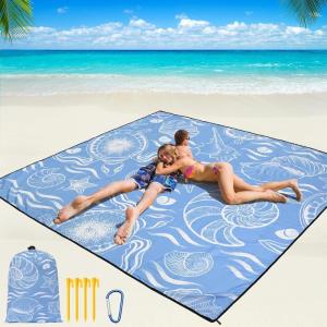 imageBeach Blanket Waterproof Sandproof Beach Mat 79 X 8310x9for 28 Adults Quick Drying Outdoor Picnic Mat Beach Accessories for Travel Camping HikingSea Creature  Blue