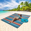 image:imageWIWIGO Beach Blanket Waterproof Sandproof Beach Mat 79 X 8310x9for 28 Adults Quick Drying Outdoor Picnic Mat Beach Accessories for Travel Camping HikingStripes  Green Orange