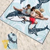 image:imageWIWIGO Beach Blanket Waterproof Sandproof Beach Mat 79 X 8310x9for 28 Adults Quick Drying Outdoor Picnic Mat Beach Accessories for Travel Camping HikingOcean Shark