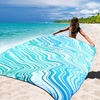 image:imageWIWIGO Beach Blanket Waterproof Sandproof Beach Mat 79 X 8310x9for 28 Adults Quick Drying Outdoor Picnic Mat Beach Accessories for Travel Camping HikingWavy Line  Bluegreen Gradient