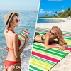 image:imageWIWIGO Beach Blanket Waterproof Sandproof Beach Mat 79 X 8310x9for 28 Adults Quick Drying Outdoor Picnic Mat Beach Accessories for Travel Camping HikingStripes  Pink  Green  White