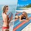 image:imageWIWIGO Beach Blanket Waterproof Sandproof Beach Mat 79 X 8310x9for 28 Adults Quick Drying Outdoor Picnic Mat Beach Accessories for Travel Camping HikingStripes  Green Orange