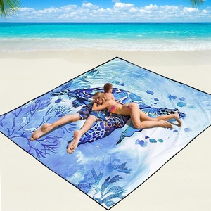 image:imageWIWIGO Beach Blanket Waterproof Sandproof Beach Mat 79 X 8310x9for 28 Adults Quick Drying Outdoor Picnic Mat Beach Accessories for Travel Camping HikingBlueturtle