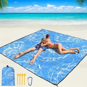 image:imageWIWIGO Beach Blanket Waterproof Sandproof Beach Mat 79 X 8310x9for 28 Adults Quick Drying Outdoor Picnic Mat Beach Accessories for Travel Camping HikingLarge Shell  Blue