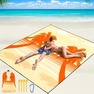 image:imageWIWIGO Beach Blanket Waterproof Sandproof Beach Mat 79 X 8310x9for 28 Adults Quick Drying Outdoor Picnic Mat Beach Accessories for Travel Camping HikingCoconut Treeorange