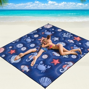 image:imageWIWIGO Beach Blanket Waterproof Sandproof Beach Mat 79 X 8310x9for 28 Adults Quick Drying Outdoor Picnic Mat Beach Accessories for Travel Camping Hiking3d  Ocean Deep Blue